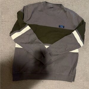 L.L. Bean Men's Olive and Gray Crewneck Sweater